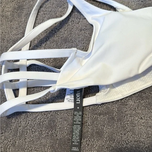 Vuori Strappy White Sports Bra - Picture 3 of 5